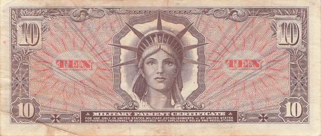 USA MPC Series 641 p.M63 10 Dollar 1965 VF